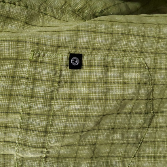 Marmot green yellow gingham checkered plaid short sleeve shirt - Picture 3 of 8